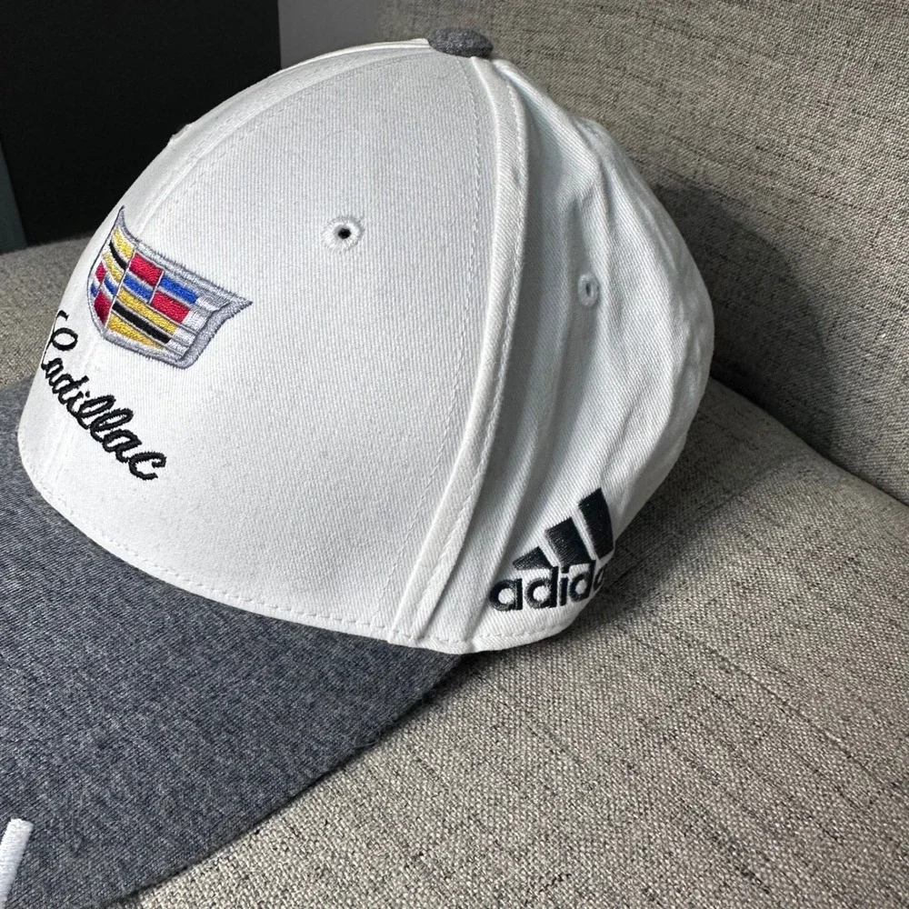 Cadillac Adidas Golf‎ Hat Cap White Charcoal Adjustable One Size Fits Most